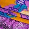 1 Yard Golden Yellow, Purple and Teal Silk Charmeuse Print Floral Abstract Stripes Fabric Made in Italy 53" Width